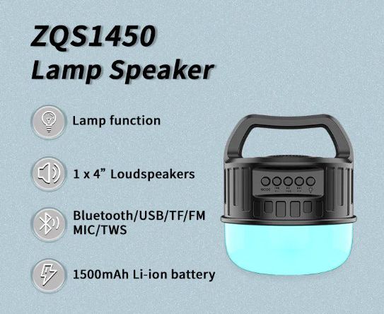 4" Bluetooth LED hangszóró Akkus,Mp3,Rádió,USB, TF/micro SD kártya, AUX - ZQS-1450