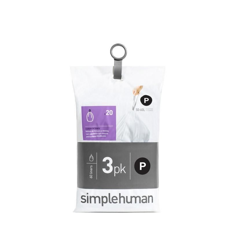 simplehuman CW0263 P-típusú egyedi méretezésű szemetes zsák újratöltő csomag (60 db)