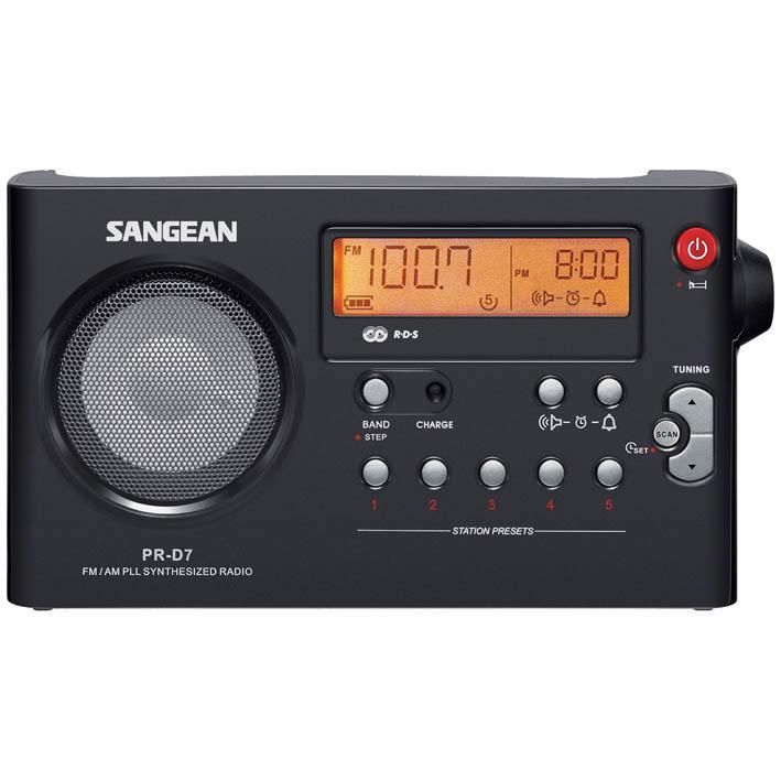 Sangean PR-D7PACKAGE B Hordozható szintézeres AM/FM táskarádió (fekete)