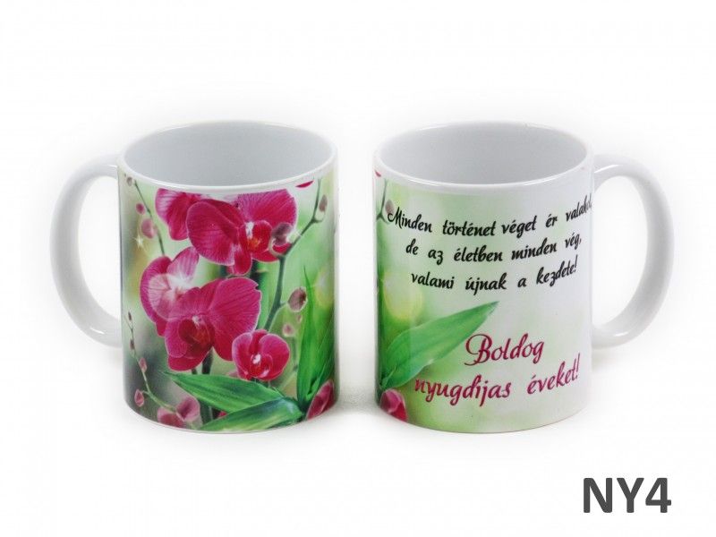 Bögre Boldog Nyugdíjas Éveket orchideás 3dl NY4 - Ajándék bögre