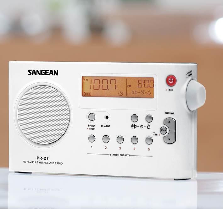 Sangean PR-D7PACKAGE W hordozható szintézeres AM/FM táskarádió (fehér)