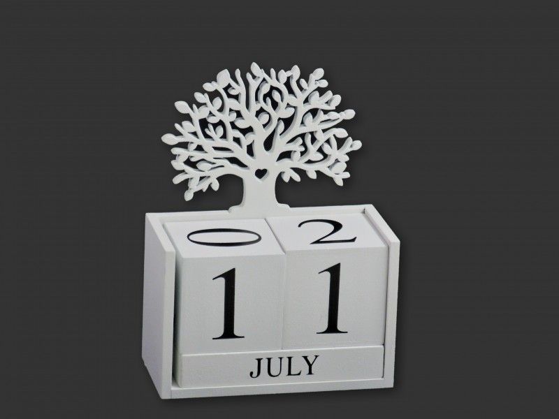 Öröknaptár fa fehér 18cm 03667 - Öröknaptár