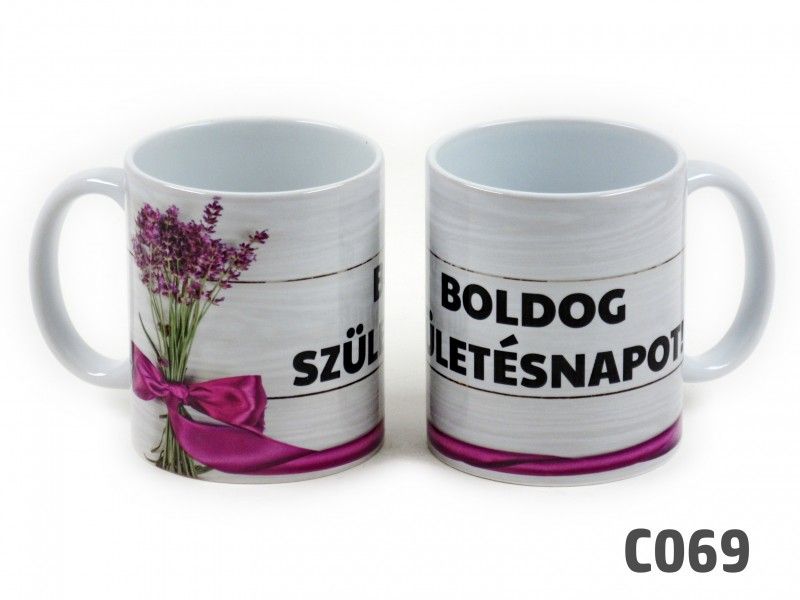 Bögre Boldog Születésnapot levendulás 3dl C069 04390 - Szülinapos bögre