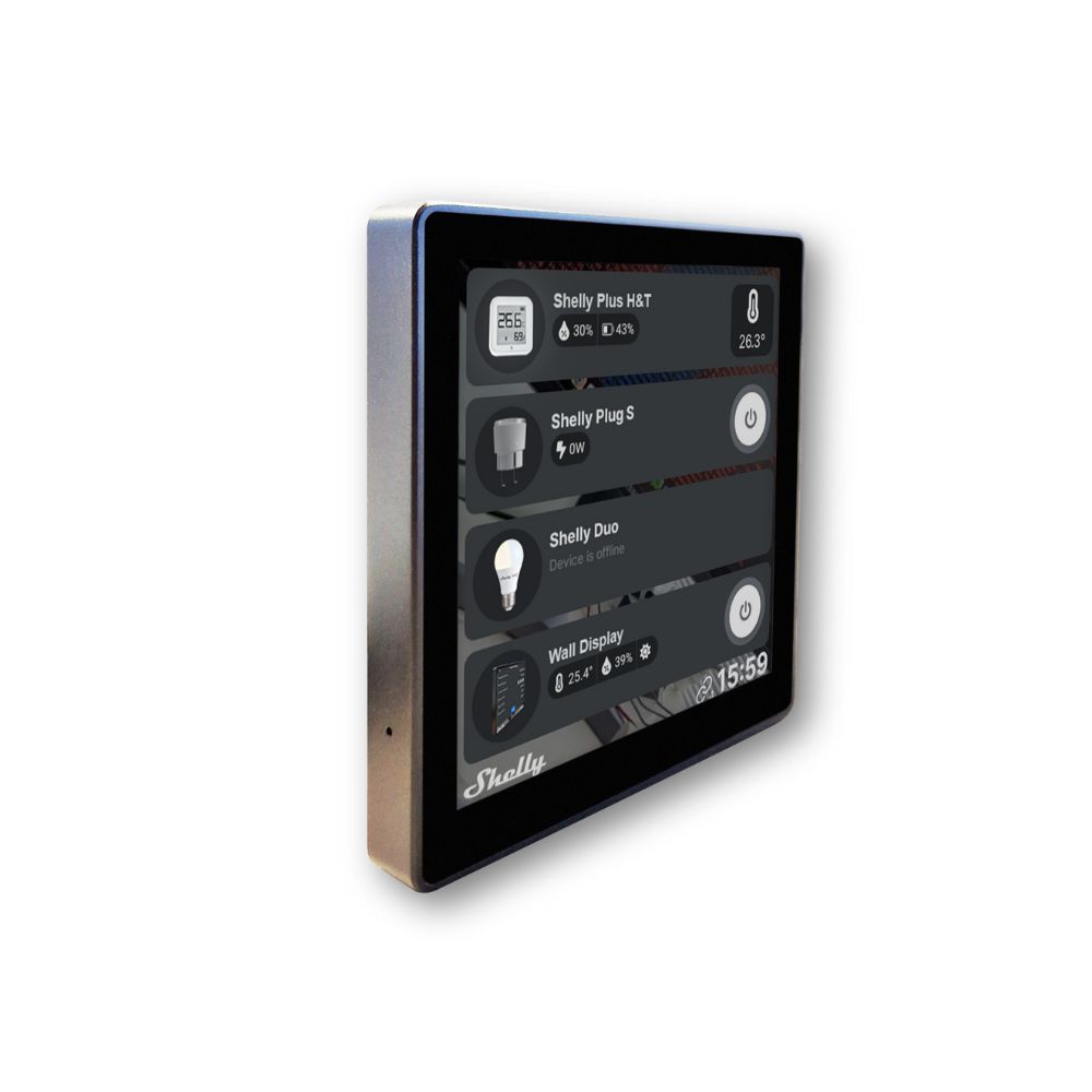 Shelly Wall Display Wi-Fi+Bluetooth villanykapcsoló + színes érintőképernyős vezérlőpanel (fekete)