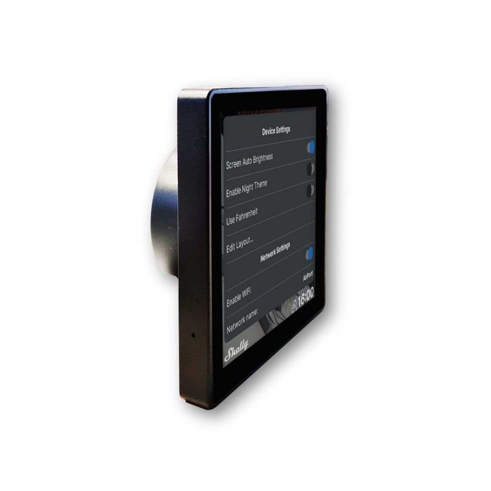 Shelly Wall Display Wi-Fi+Bluetooth villanykapcsoló + színes érintőképernyős vezérlőpanel (fekete)