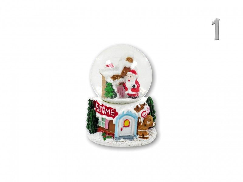 Havazós gömb karácsonyi házikó +figura 7,5cm 4féle 03986