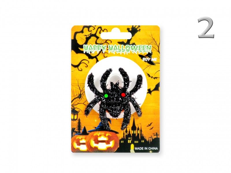 LEDes világító halloween kitűző 7cm 635648 6féle