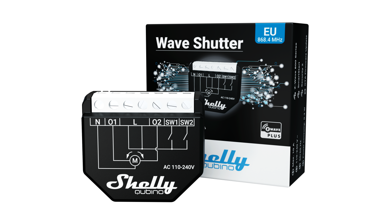 Shelly Qubino Wave Shutter, Z-Wave protokoll kompatibilis okosvezérlés motoros redőnyökhöz és árnyékolókhoz