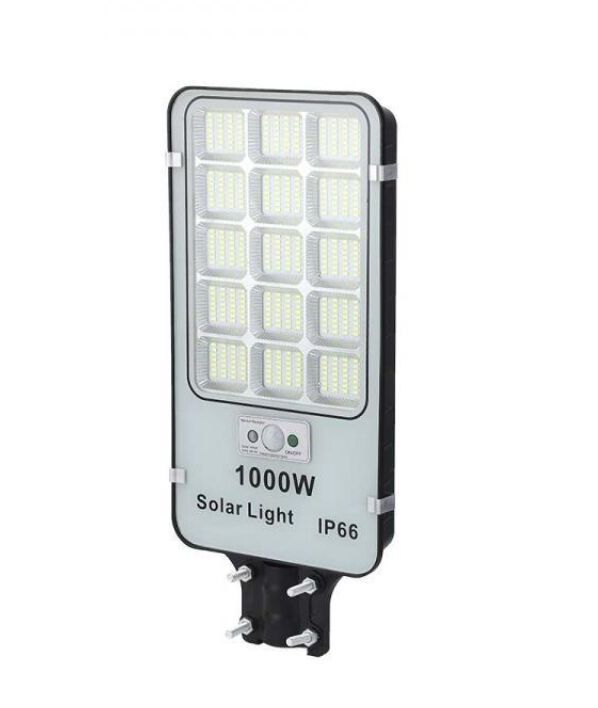 Vezeték nélküli Napelemes 1000W LED utcai fali lámpa fény-mozgásérzékelős távirányítóval - B325B-1000W