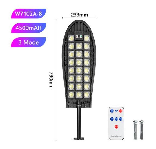 Vezeték nélküli Napelemes 500W 598 LED utcai fali lámpa fény-mozgásérzékelős távirányítóval - W7102A-8