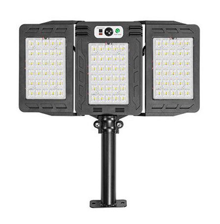 Vezeték nélküli Napelemes 3 paneles 90 LED utcai fali lámpa fény-mozgásérzékelős távirányítóval - W785-7