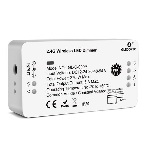 Gledopto GL-C-009P, Zigbee Pro Dimmer LED vezérlés (Zigbee+RF) 12V-54V DC