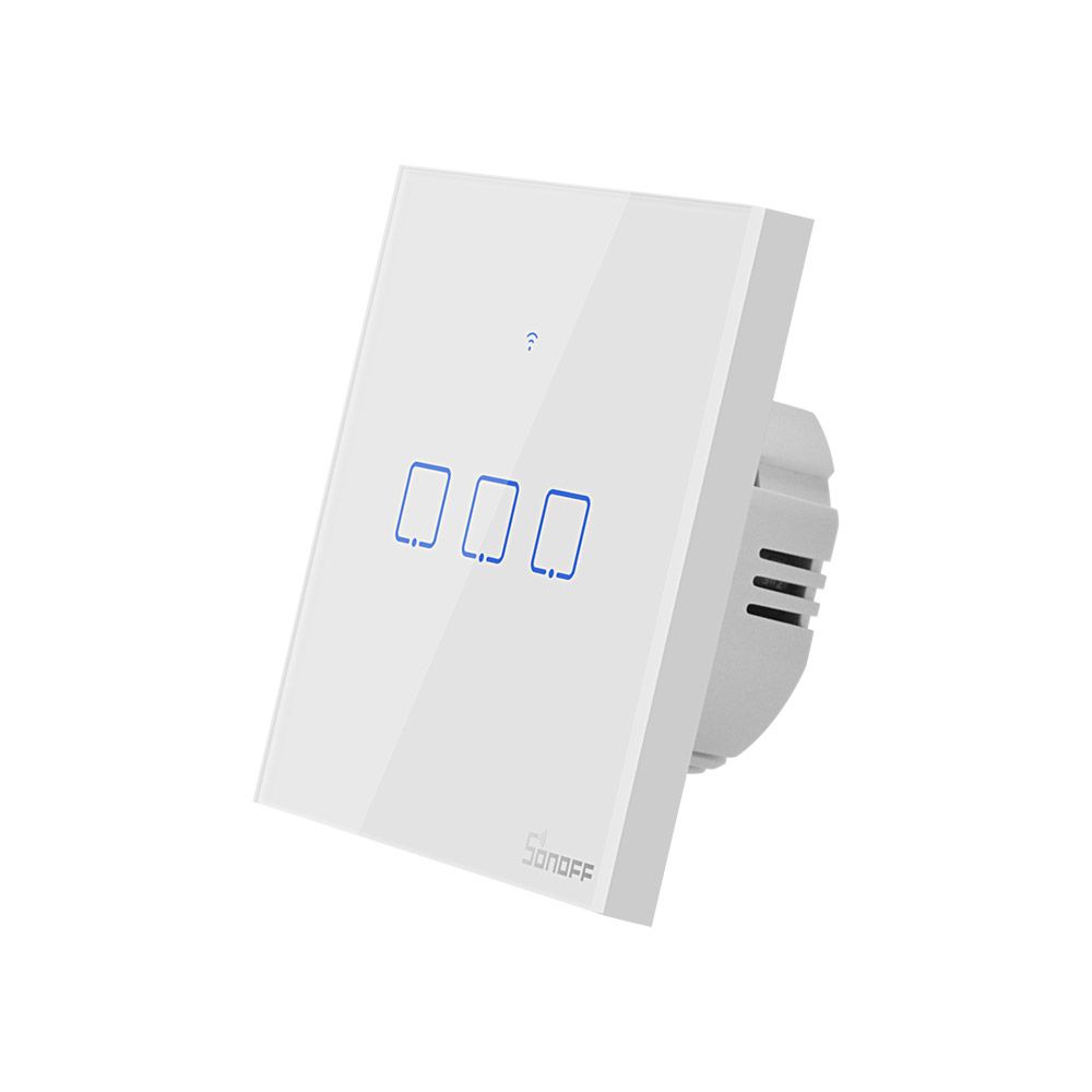 Sonoff TX T0 EU 3C WiFi vezérlésű, távvezérelhető, érintős hármas csillár villanykapcsoló (fehér)