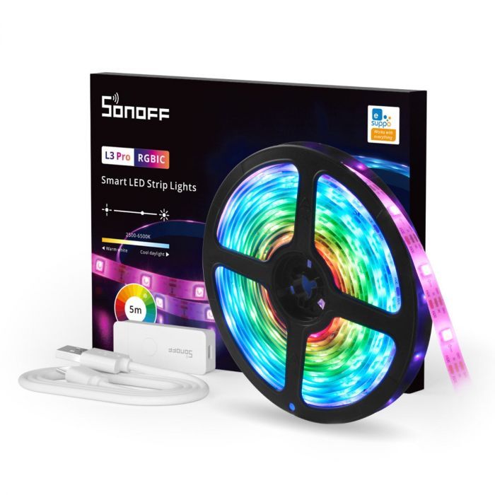 Sonoff L3 Pro RGBIC okos LED szalag szett (WiFi + Bluetooth okos vezérlő + 5 méter RGBIC LED szalag)