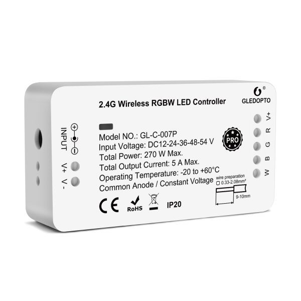 Gledopto GL-C-007P, Zigbee Pro RGBW LED vezérlés (Zigbee+RF) 12V-54V DC