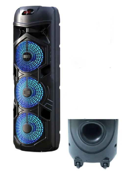 8,5" x 3 Bluetooth hangszóró LED, Mikrofonnal,Távirányító, Akkus,Mp3,Rádió,USB, TF/micro SD kártya, AUX - GY-8818