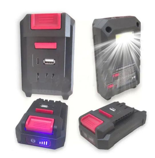 9000 mAh Újratölthatő Akkumulátor beépített világítással, Powerbank, 42mm, USB-2.1, USB-C - W8102A lámpához