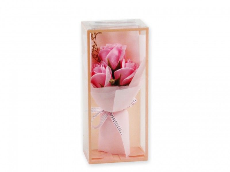 Szappanrózsa csokor rózsaszín 24cm 04745