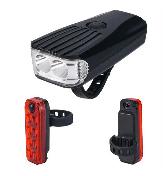 Bicikli lámpa szett 2 XPE + 8 SMD LED USB újratölthető Akkumulátor - QX-T2208A