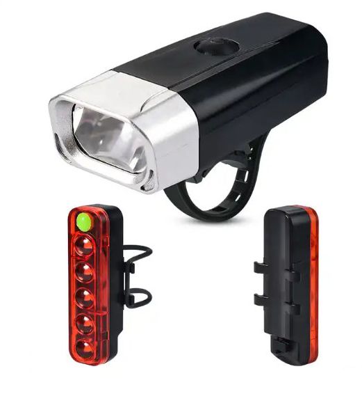 Bicikli lámpa szett 1 XPE + 5 SMD LED USB újratölthető Akkumulátor - QX-T0605