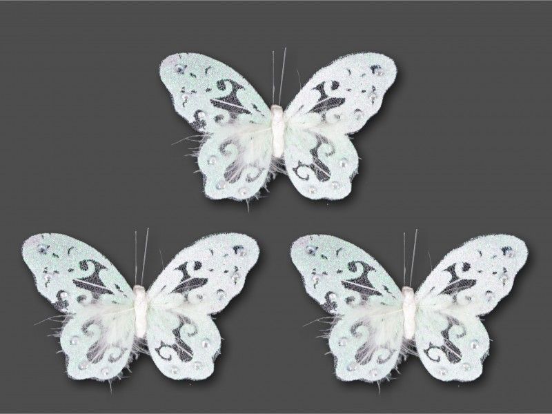 Pillangó csipesz fehér 3db 11x8,5cm CAA112770
