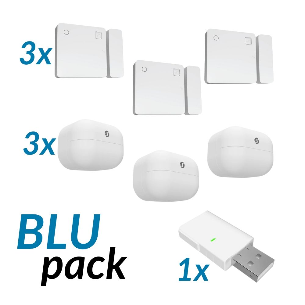 Shelly BLU akciós csomag ( 3 x BLU mozgásérzékelő + 3 x BLU ajtó-ablaknyitás érzékelő + 1 x BLU gateway)