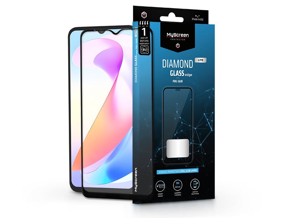 Honor X6a edzett üveg képernyővédő fólia - MyScreen Protector Diamond Glass LiteEdge2.5D Full Glue - fekete
