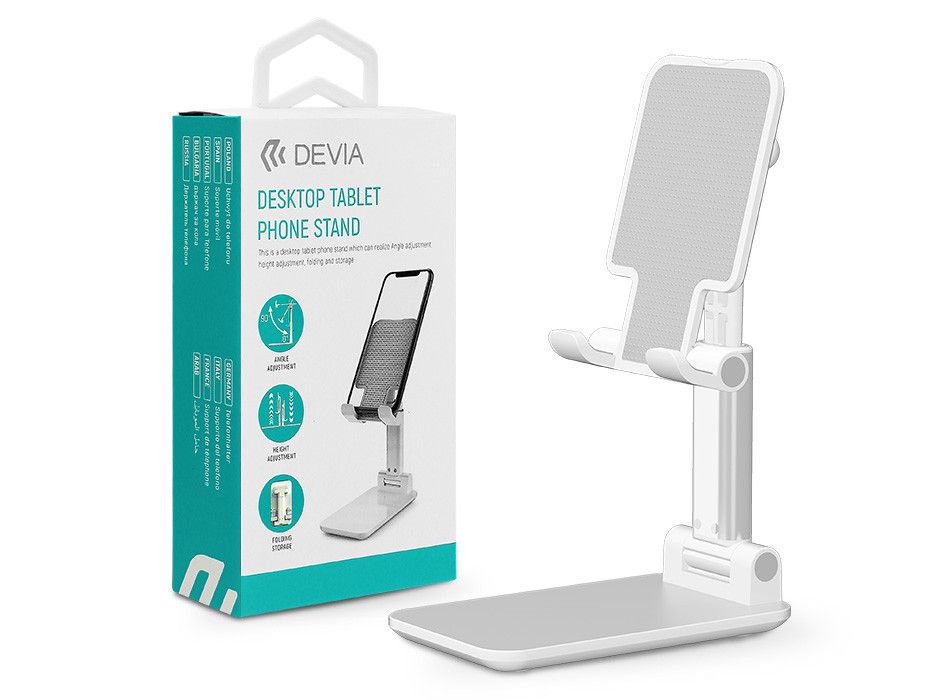 Devia univerzális asztali telefon/tablet tartó max. 11" méretű készülékhez -    Devia Desktop Tablet/Phone Stand - fehér