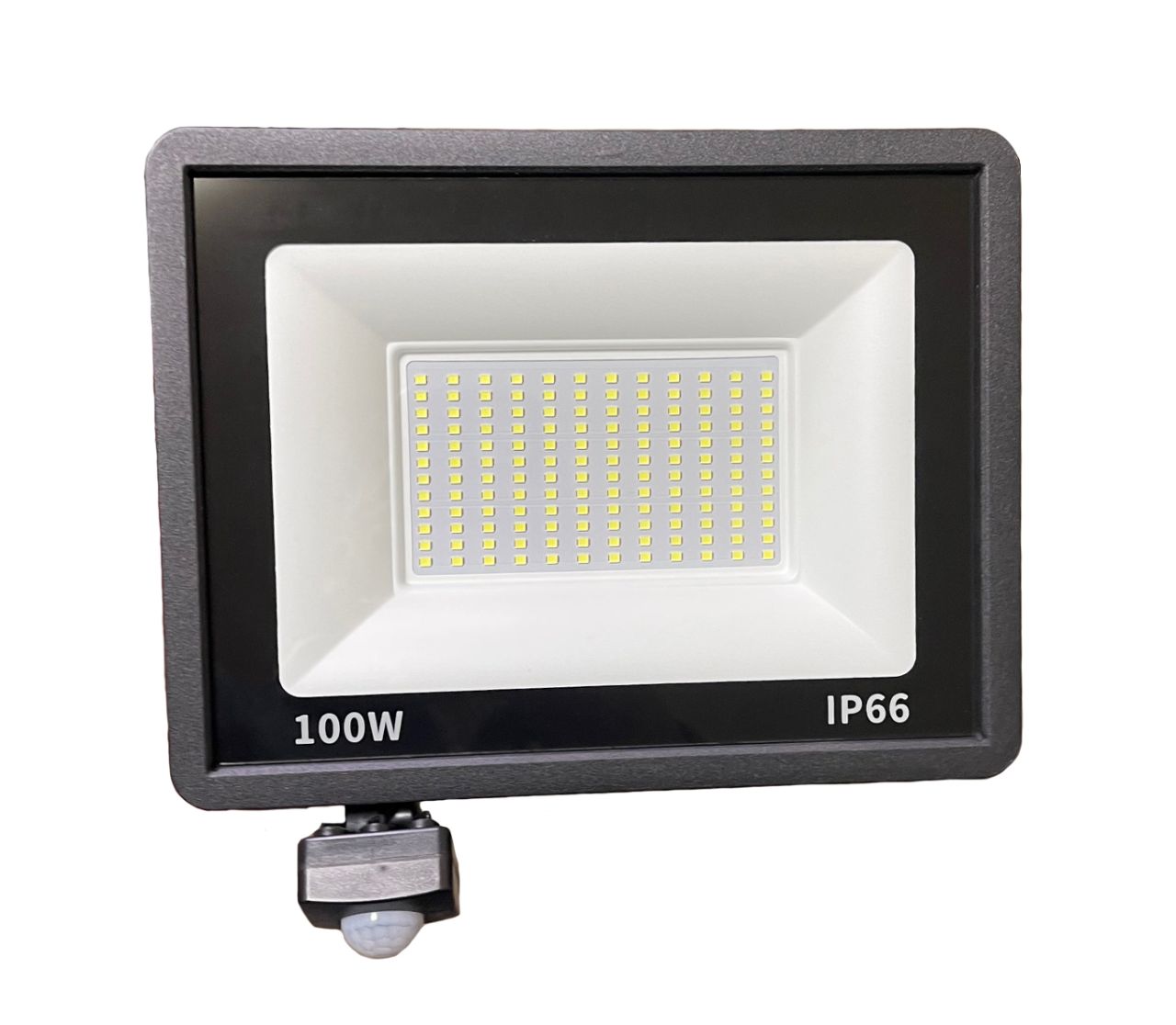 100W Ultra vékony 144 LED mozgásérzékelős reflektor fényvető hideg fehér SLIM Kültéri spotlámpa IP66 - F