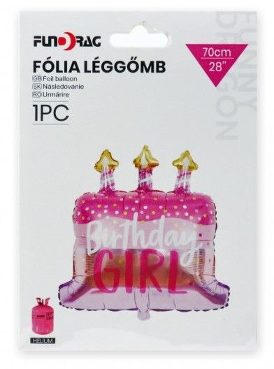 Lufi fólia Birthday Girl torta rózsaszín 70cm 637833