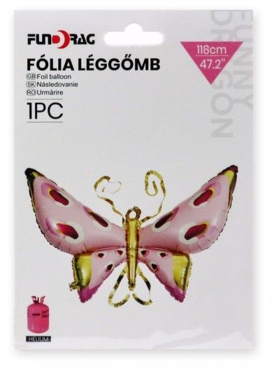 Lufi fólia pillangó rózsaszín 118cm 637826