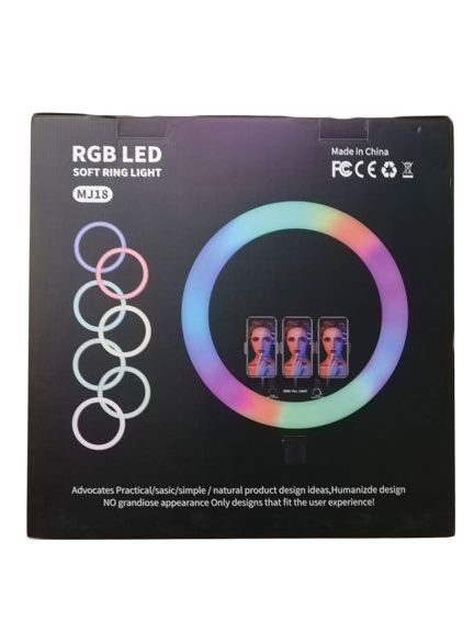 RGB színes körfény, körlámpa 45cm 3db Telefon tartóval távirányítóval, 2m állvánnyal, ring light - MJ18