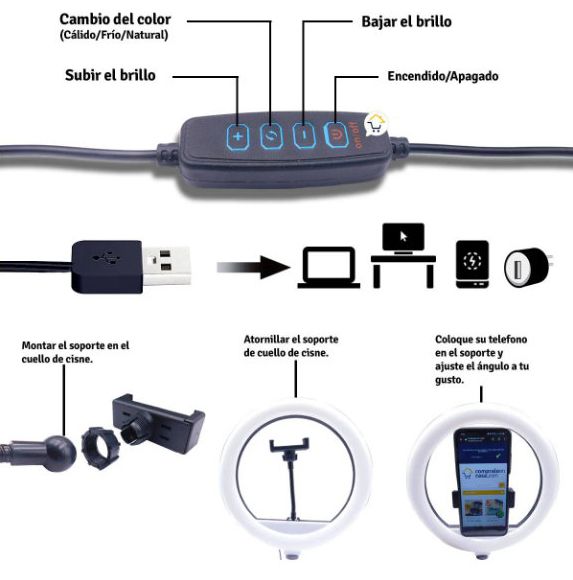 Fehér körfény, körlámpa 30cm 1db Telefon tartóval távirányítóval, állvánnyal, ring light - XD-300