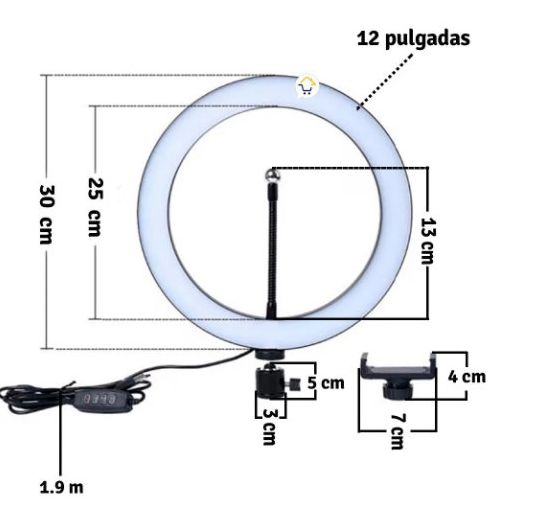 Fehér körfény, körlámpa 30cm 1db Telefon tartóval távirányítóval, állvánnyal, ring light - XD-300