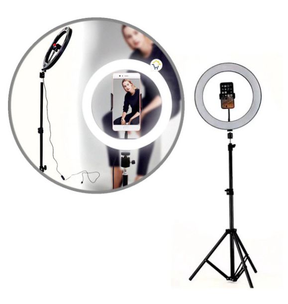 Fehér körfény, körlámpa 30cm 1db Telefon tartóval távirányítóval, állvánnyal, ring light - XD-300