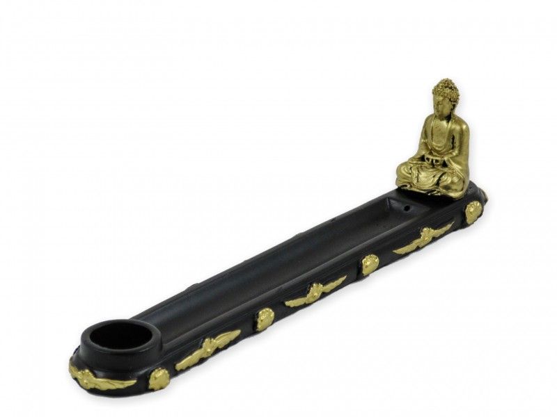 Füstölőtartó Buddha arany/fekete 22cm 04765