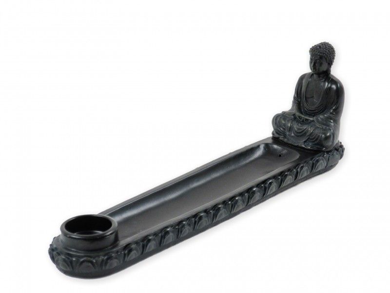 Füstölőtartó Buddha fekete 27cm 04763