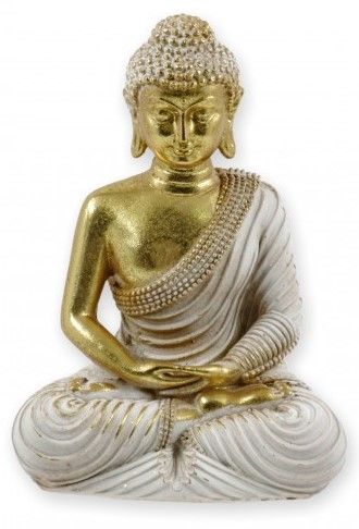 Buddha fehér/arany A 18cm 04776