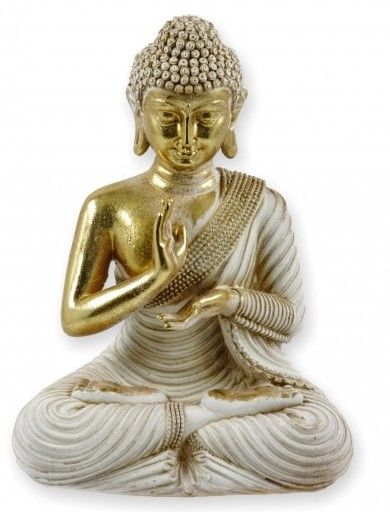 Buddha fehér/arany B 21cm 04777
