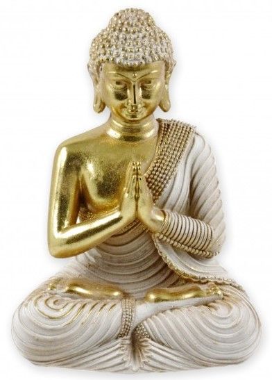 Buddha fehér/arany C 24cm 04778