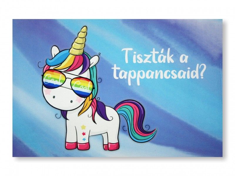 Színes Tréfás Lábtörlő Tiszták a tappancsaid? Unicornis 60x40cm 04875