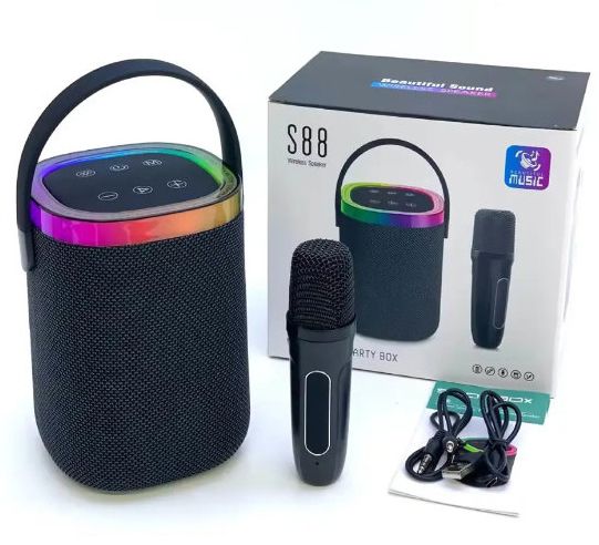 Karaoke Bluetooth LED hangszóró mikrofonnal Akkus, Mp3, FM Rádió, USB, TF/micro SD kártya, AUX - S88