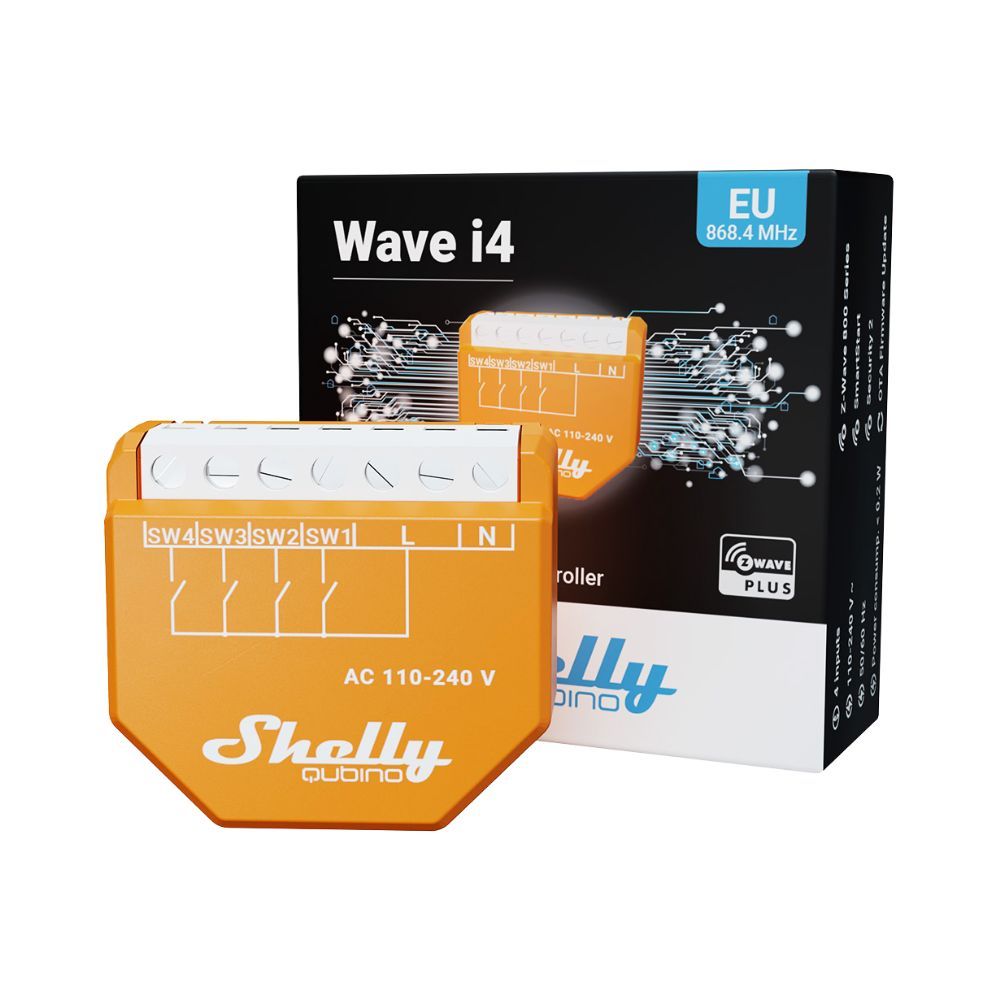 Shelly WAVE i4 vezeték nélküli okos bemeneti modul, Z-Wave protokollal