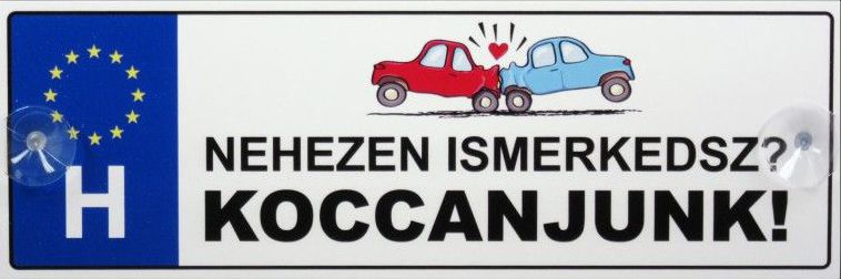 Tréfás Rendszámtábla Nehezen ismerkedsz? Koccanjunk! 05089