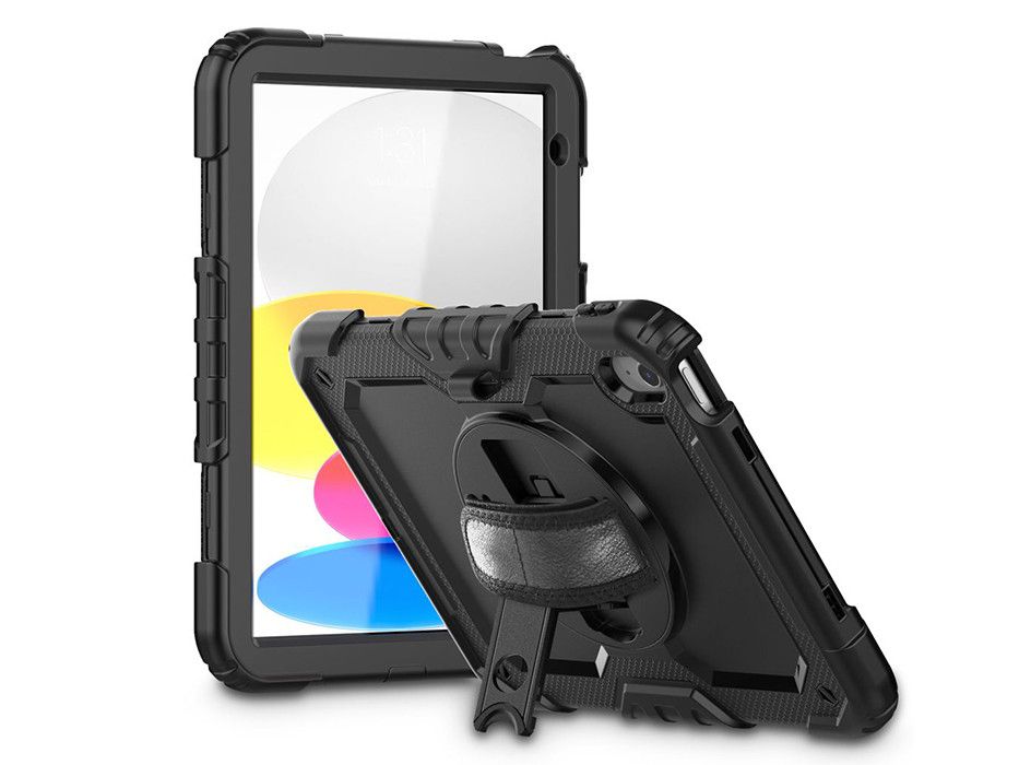 Apple iPad 10.9 (2022) ütésálló tablet tok 360 fokos védelemmel, 4H kijelzővédő üveggel - Tech-Protect Solid 360 - fekete (ECO csomagolás)