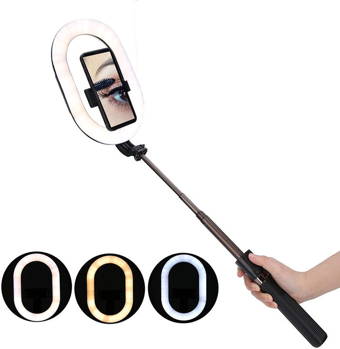 Selfie Fehér körfény, körlámpa 23x16 cm 1db Selfie bot + Telefon tartóval távirányítóval, állvánnyal, Selfie ring light - A8