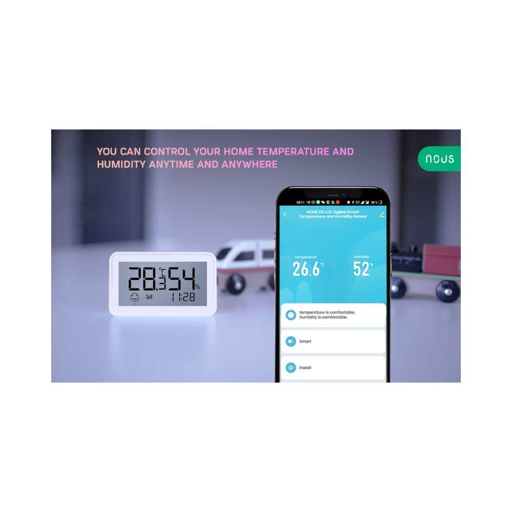 Nous E6 okos Tuya Zigbee vezeték nélküli hőmérséklet és páratartalom érzékelő, LCD kijelzővel