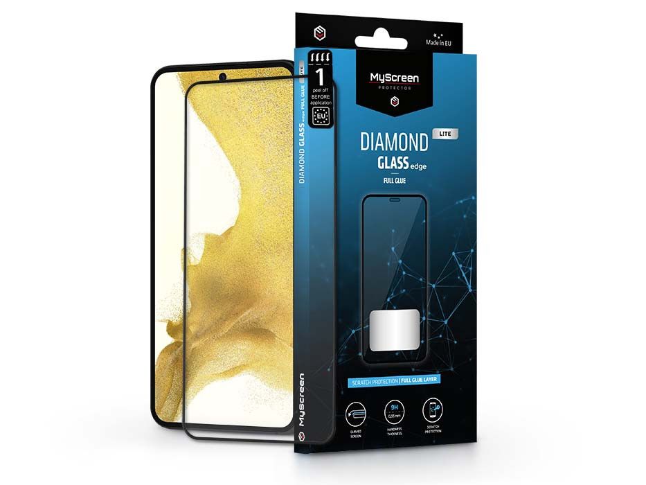 Samsung S901B Galaxy S22 5G/Galaxy S23 edzett üveg képernyővédő fólia -         MyScreenProtector Diamond Glass Lite Edge2.5D Full Glue - fekete