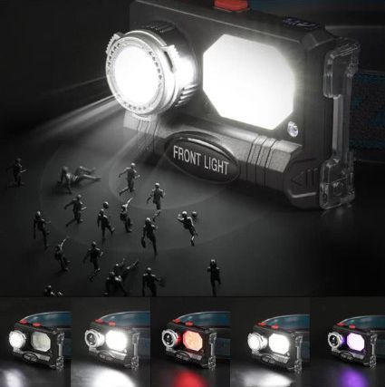 Mozgásérzékelős 5 üzemmódú 1 LED + 16 SMD LED Zoom fejlámpa Akkumulátoros USB - W659