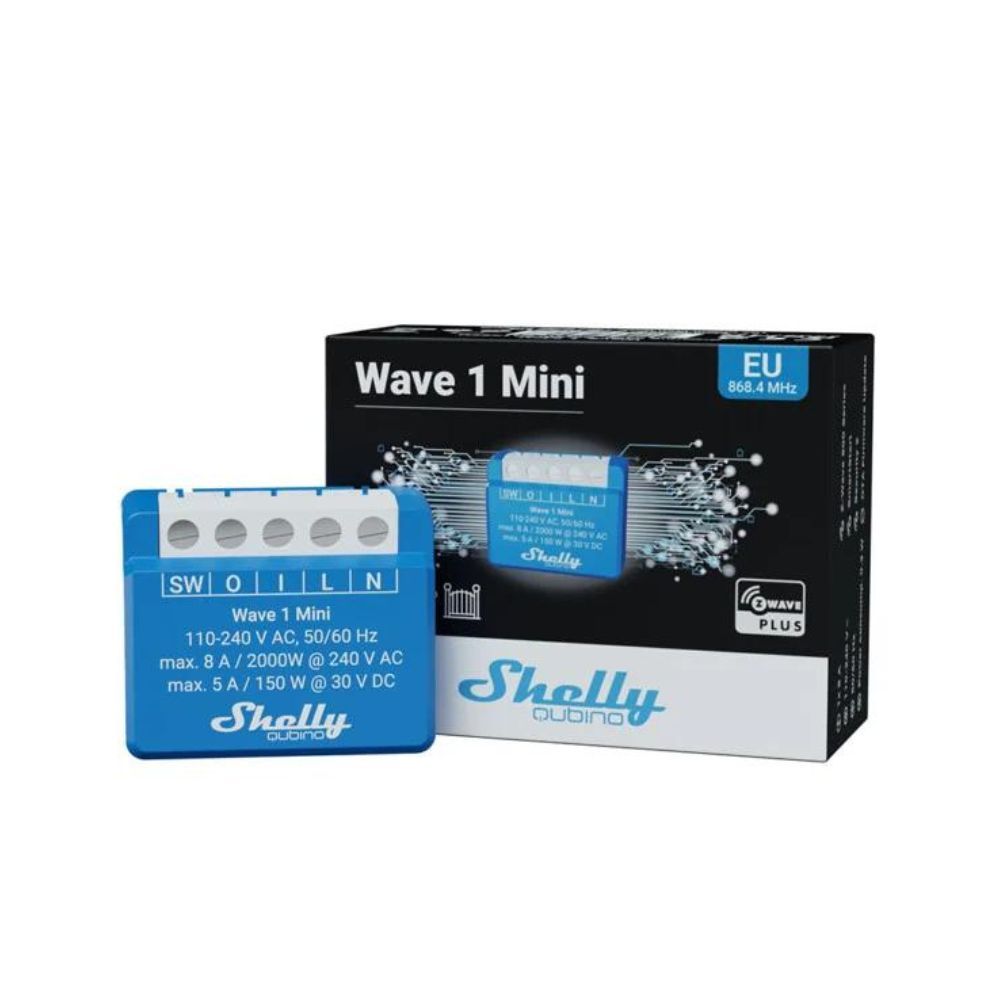 Shelly Qubino Wave 1 MINI egy áramkörös okosrelé, Z-Wave protokoll kompatibili